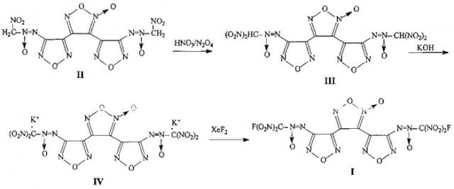 3,3`-бис(фтординитрометил-onn-азоксифуразанил)фуроксан и способ его получения (патент 2557552)