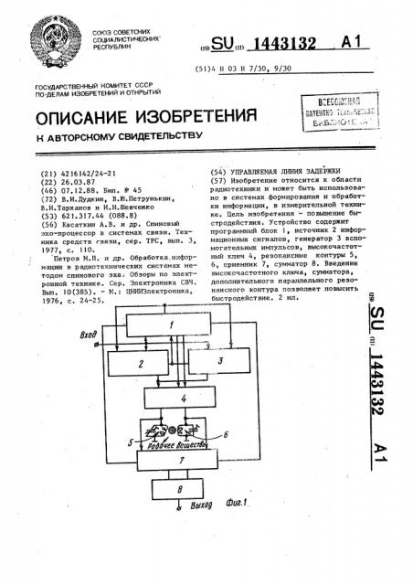 Управляемая линия задержки (патент 1443132)