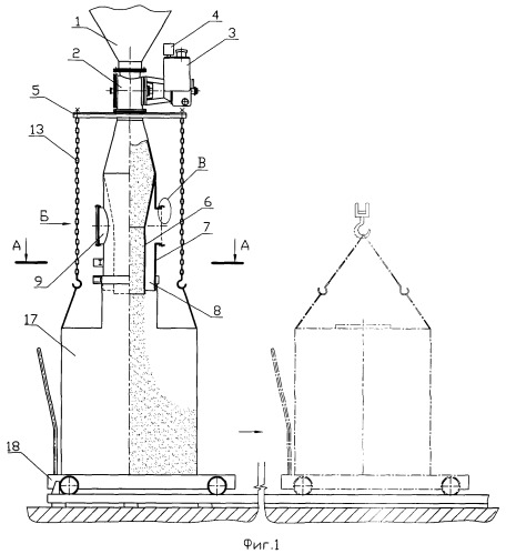 Устройство беспыльной загрузки сыпучих материалов в мягкие контейнеры (патент 2376218)