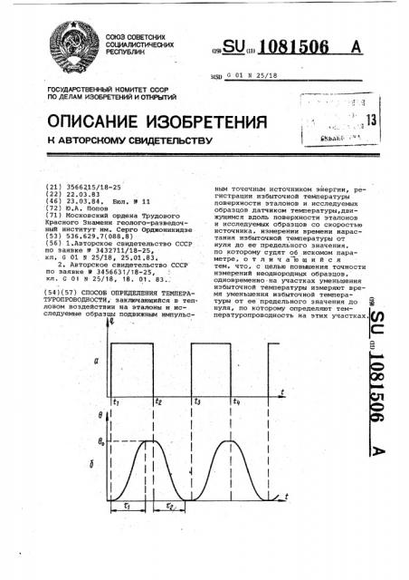 Способ определения температуро-проводности (патент 1081506)