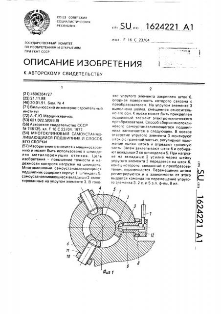 Многоклиновый самоустанавливающийся подшипник и способ его сборки (патент 1624221)