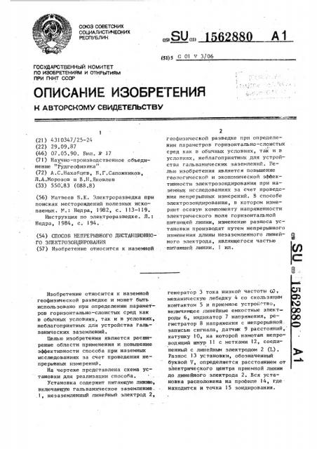 Способ непрерывного дистанционного электрозондирования (патент 1562880)