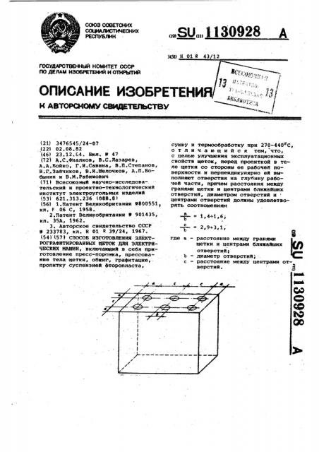 Способ изготовления электрографитированных щеток для электрических машин (патент 1130928)