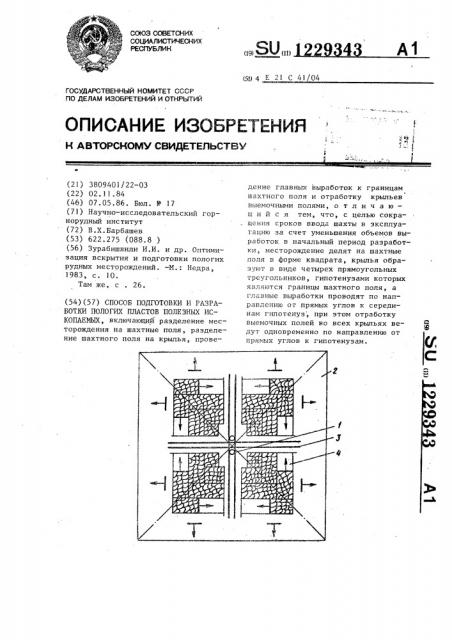 Способ подготовки и разработки пологих пластов полезных ископаемых (патент 1229343)