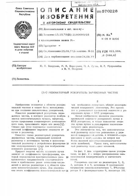 Резонаторный ускоритель заряженных частиц (патент 570228)