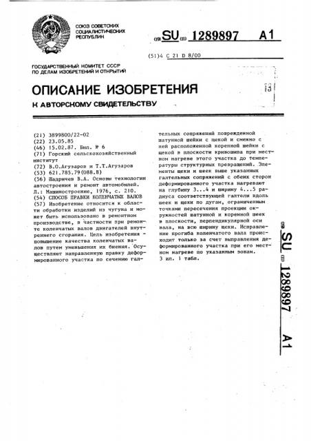 Способ правки коленчатых валов (патент 1289897)