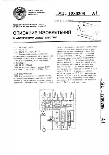 Гидросистема (патент 1280208)