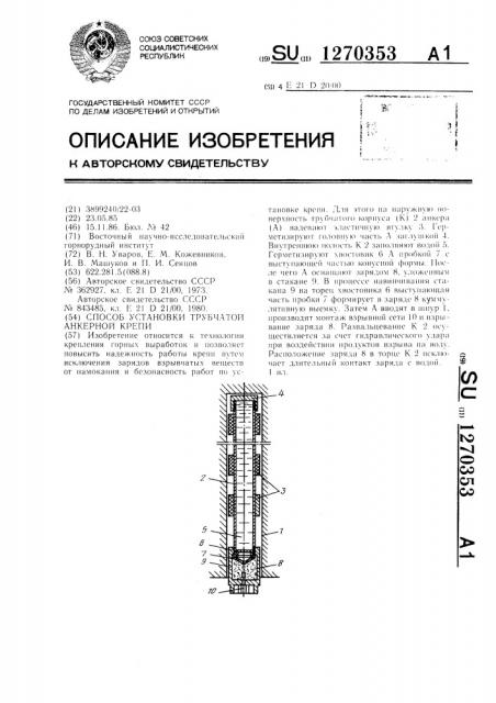Способ установки трубчатой анкерной крепи (патент 1270353)