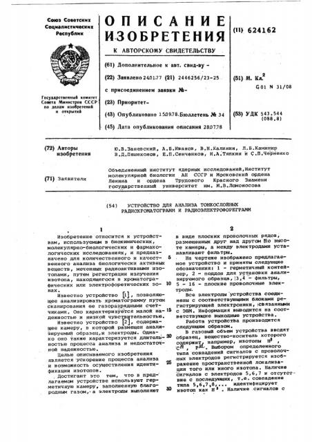 Устройство для анализа тонкослойных радиохроматограмм и радиоэлектрофореграмм (патент 624162)