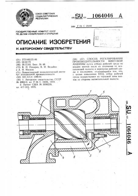 Способ регулирования производительности винтовой машины (патент 1064046)