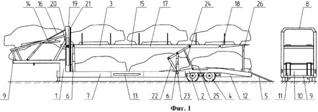 Универсальное транспортное средство для перевозки автомобилей (патент 2299138)