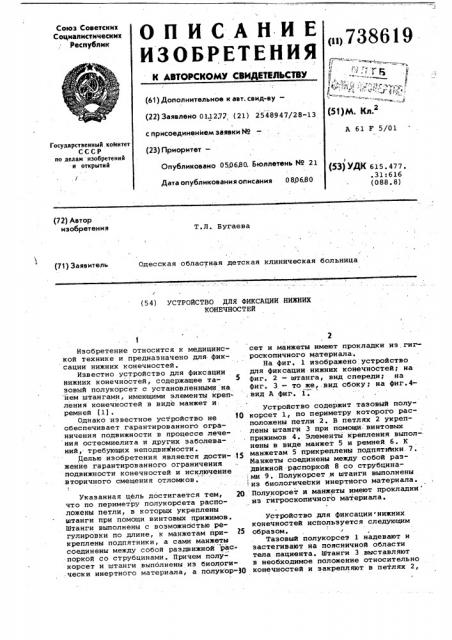 Устройство для фиксации нижних конечностей (патент 738619)