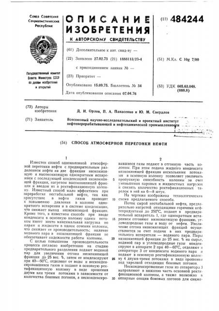 Способ атмосферной перегонки нефти (патент 484244)