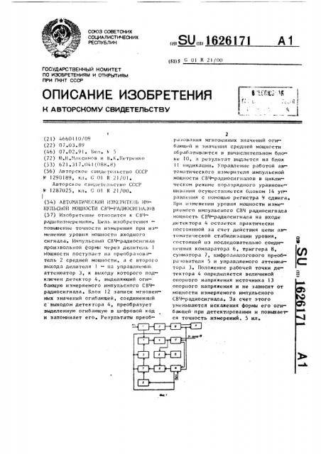 Автоматический измеритель импульсной мощности свч- радиосигналов (патент 1626171)