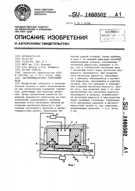 Магнитожидкостное уплотнение вала (патент 1460502)