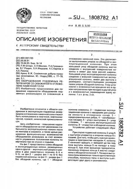 Оборудование подземных резервуаров со скважиной в отложениях каменной соли (патент 1808782)