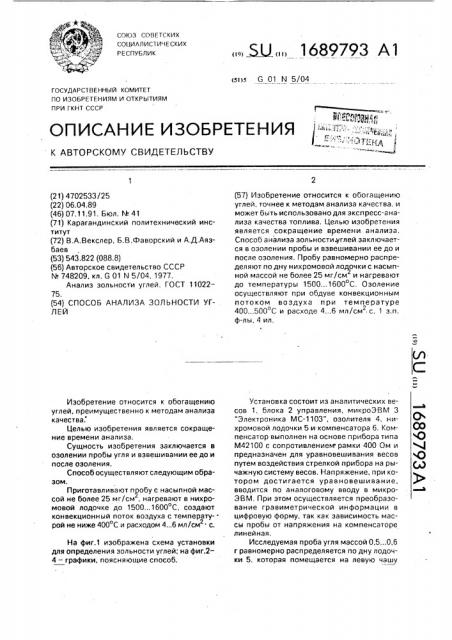 Способ анализа зольности углей (патент 1689793)