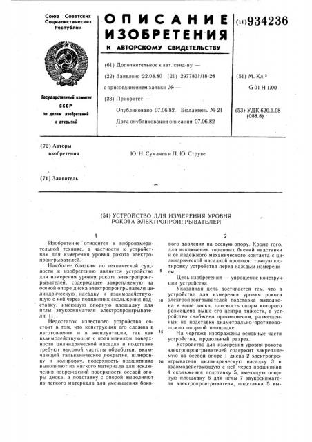 Устройство для измерения уровня рокота электропроигрывателей (патент 934236)
