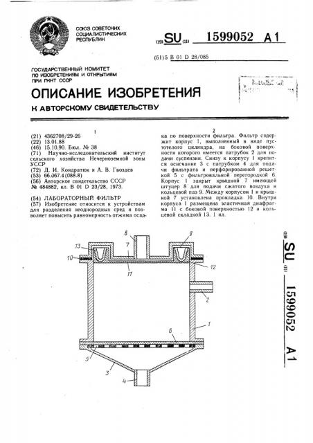 Лабораторный фильтр (патент 1599052)