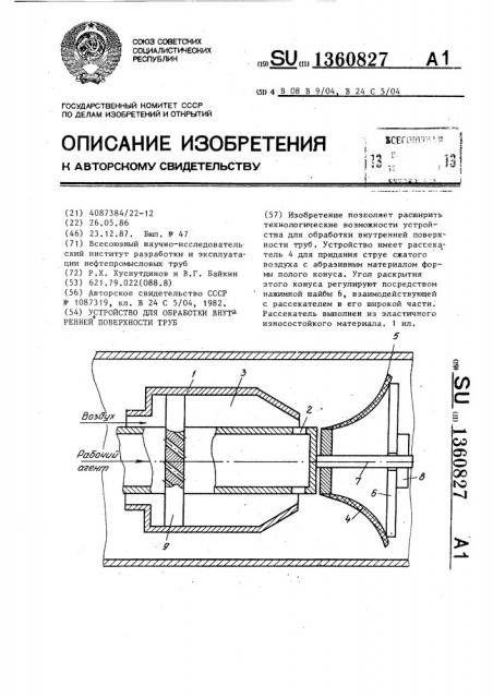 Устройство для обработки внутренней поверхности труб (патент 1360827)