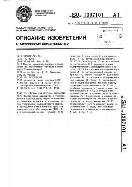 Устройство для подъема жидкости (патент 1307101)