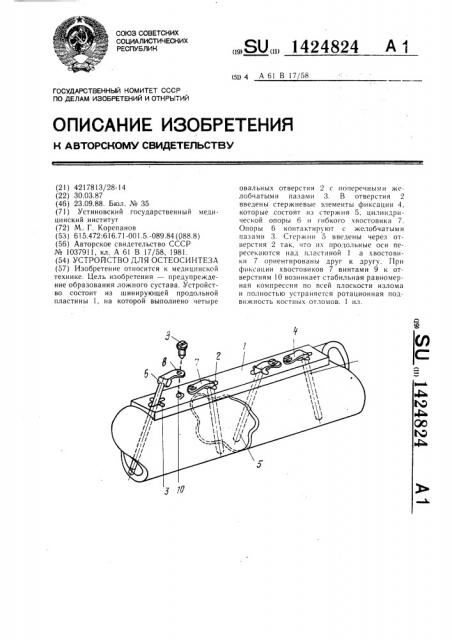 Устройство для остеосинтеза (патент 1424824)