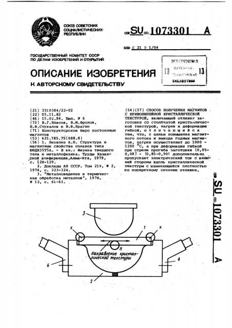 Способ получения магнитов с криволинейной кристаллической текстурой (патент 1073301)