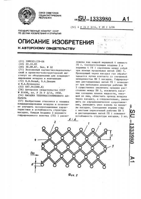 Насадка тепломассообменного аппарата (патент 1333980)