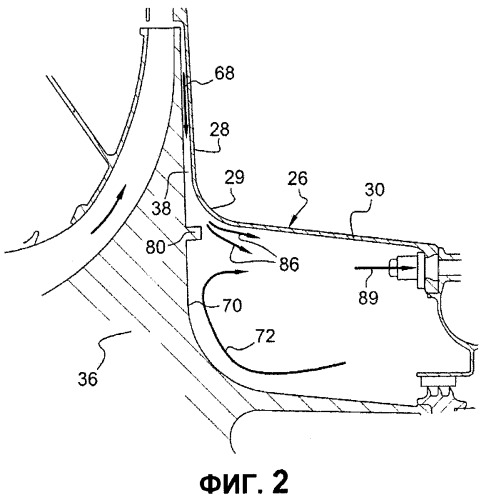 Газотурбинный двигатель с вентиляцией задней полости крыльчатки центробежного компрессора (патент 2447292)