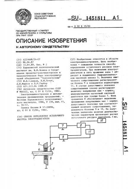 Способ определения остаточного ресурса электродвигателя (патент 1451811)