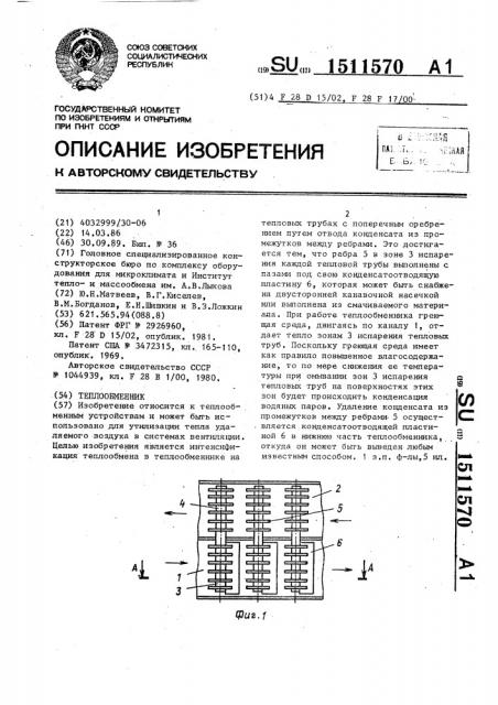 Теплообменник (патент 1511570)