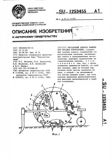 Посадочный аппарат машины для посадки корнеплодов (патент 1253455)