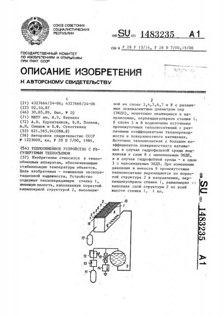 Теплообменное устройство с регулируемым теплосъемом (патент 1483235)