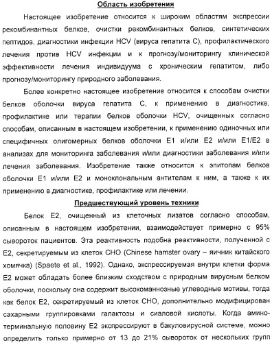 Очищенные белки оболочки вируса гепатита с для диагностического и терапевтического применения (патент 2313363)