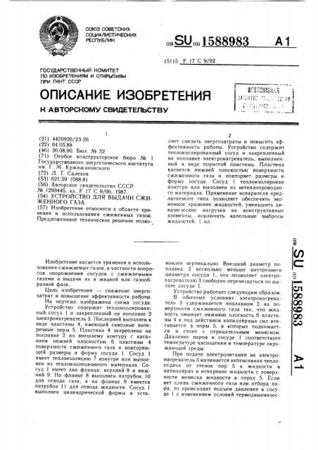 Устройство для выдачи сжиженного газа (патент 1588983)
