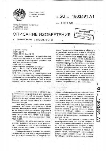 Спиральный рыбоход (патент 1803491)