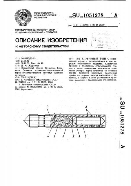 Глубинный репер (патент 1051278)