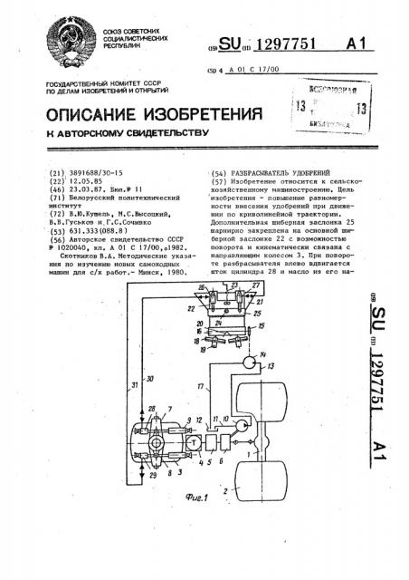 Разбрасыватель удобрений (патент 1297751)