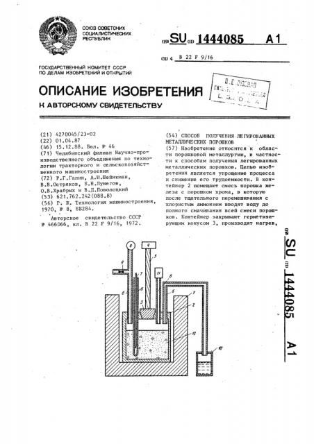 Способ получения легированных металлических порошков (патент 1444085)