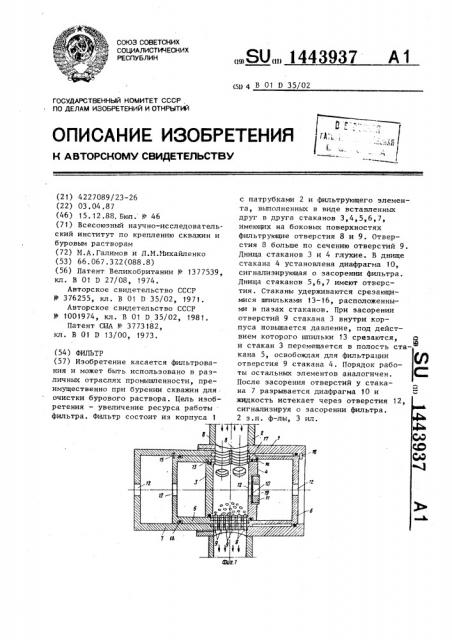Фильтр (патент 1443937)