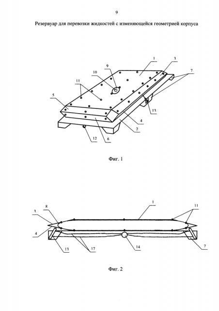 Резервуар для перевозки жидкостей с изменяющейся геометрией корпуса (патент 2614935)