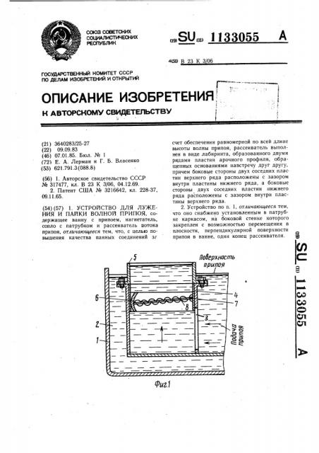 Устройство для лужения и пайки волной припоя (патент 1133055)