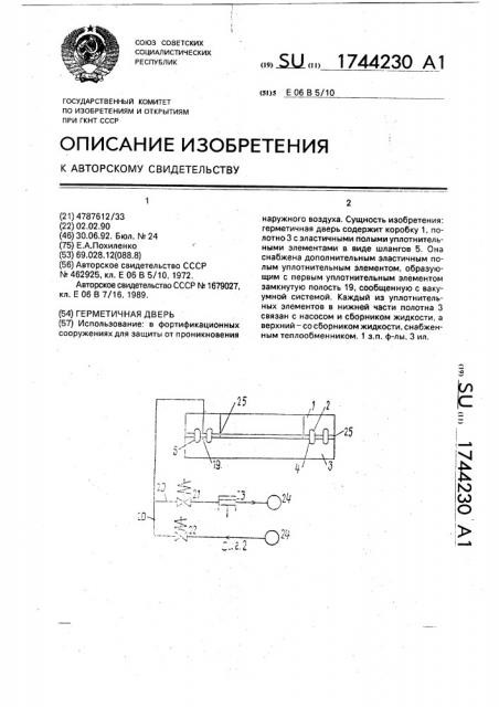 Герметичная дверь (патент 1744230)