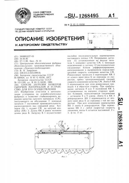 Способ загрузки бункеров сыпучим материалом и устройство для его осуществления (патент 1268495)