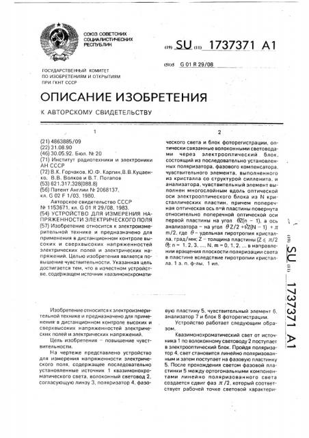 Устройство для измерения напряженности электрического поля (патент 1737371)