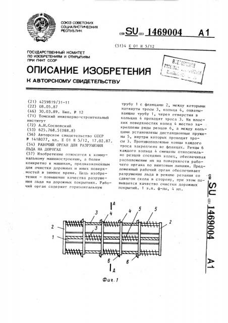 Рабочий орган для разрушения льда на дорогах (патент 1469004)