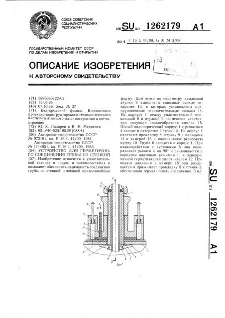 Устройство для герметичного соединения трубы со стенкой (патент 1262179)