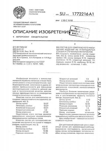 Состав для комплексного насыщения изделий из углеродистых сталей и спеченных материалов (патент 1772216)