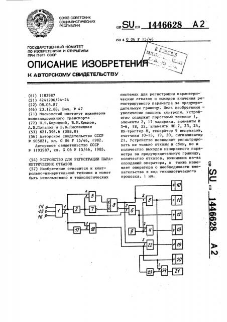 Устройство для регистрации параметрических отказов (патент 1446628)