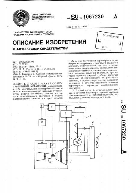 Способ пуска газопаротурбинной установки (патент 1067230)